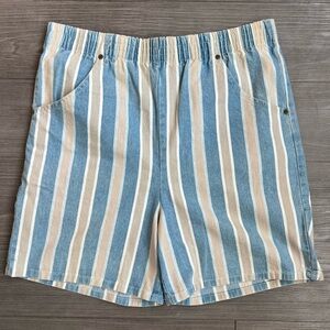 Vintage 90s Striped High Waisted Denim Shorts North West Blue Size 10